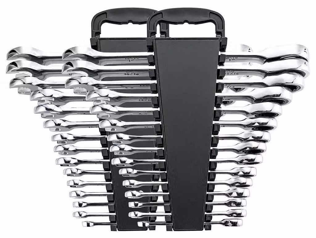 Set di chiavi a bussola e a tubo combinate - 30 pezzi - Misura SAE da 0,6 a 2,5 cm - Misura da 8 a 24 mm - Acciaio Cr-V - Custodia per utensili color verde militare