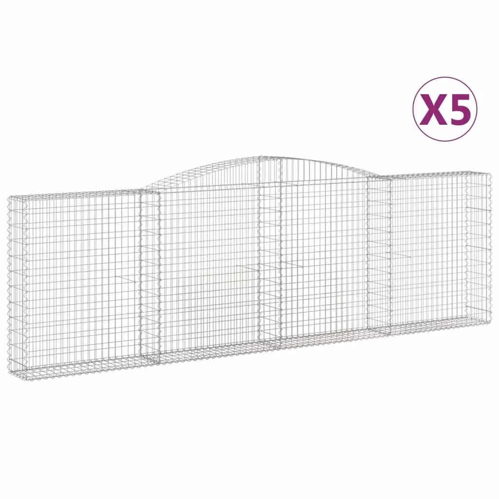 Cesti Gabbioni ad Arco 5 pz 400x30x120/140 cm Ferro Zincato