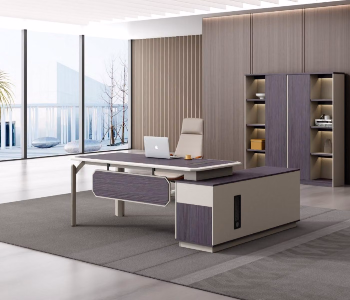 Großer Eckschreibtisch Home Office Möbel Chef Tisch Schreibtisch für Büro