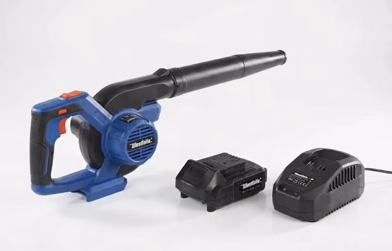 Soffiatore multifunzione 18V Li-ion AMG 18 con batteria 2.0 Ah, caricabatteria, adattatori e cinghia spalla, velocità 228 km/h
