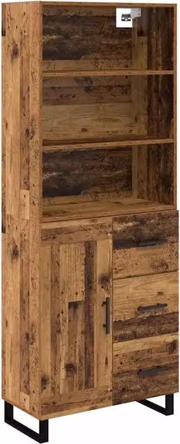 Credenza con cassetto 2 pz | Madia | Buffet da pranzo | Armadio da pranzo Legno vecchio Legno multistrato