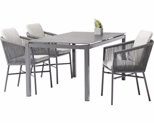 Dinette Destiny LUCCA CREMONA 4 poltrone + tavolo 160x90x74cm in vetroVetroceramica