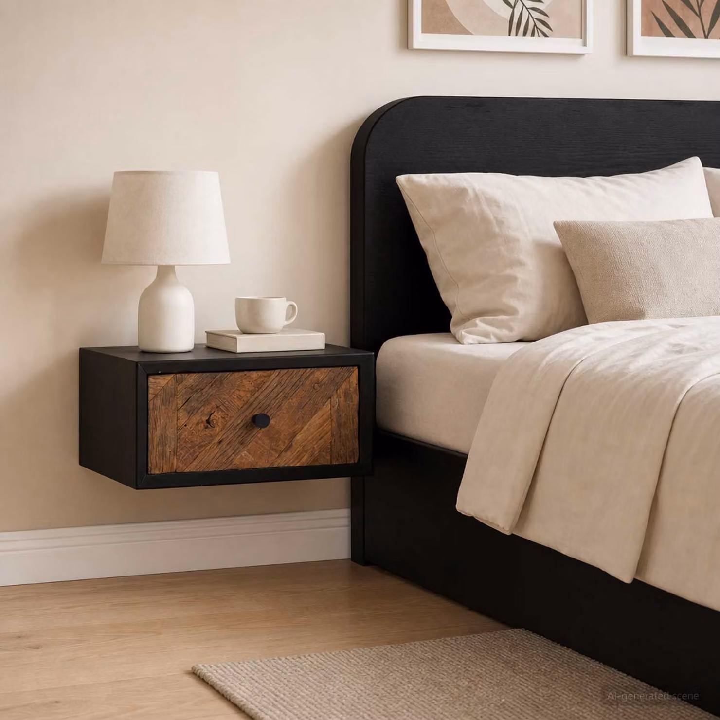 Comodino a muro vidaXL in legno naturale marrone L: 40 cm, P: 30 cm, H: 20 cm