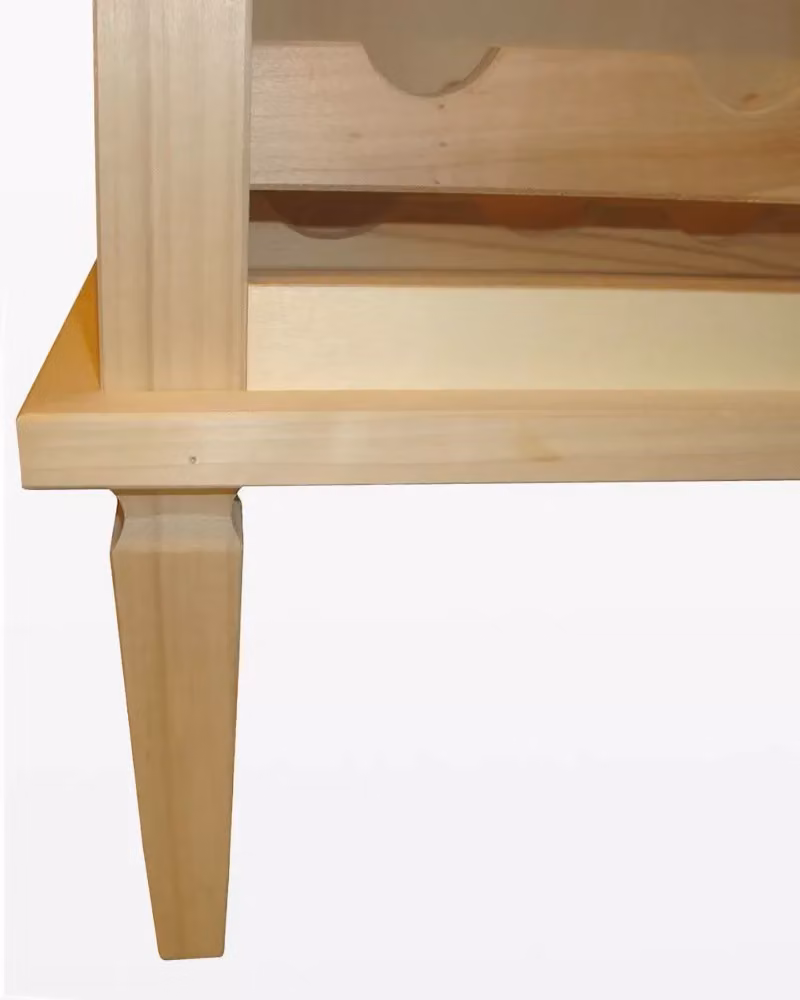Portabottiglie con vassoio in legno classico grezzo Mobili 2G L/P/H: 57 x 37 x 105 cm – 3