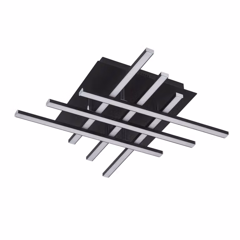 Lampada da soffitto a LED in metallo 3000 K luce bianca calda 1415 lm larghezza 45,5 cm nero cromo opaco moderno