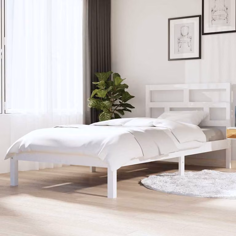 vidaXL Giroletto in legno massello di pino bianco con doghe fisse L/P: 90 x 200 cm