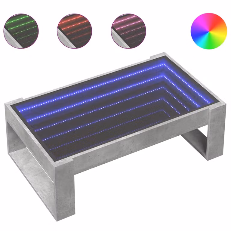 Tavolino da Salotto con LED Infinity Grigio Cemento 90x53x30 cm