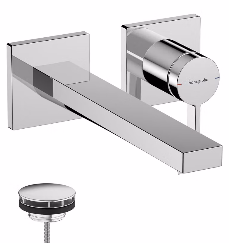 Rubinetto per lavabo da incasso, montaggio a parete, con bocca di erogazione di 22,5 cm, tecnologia EcoSmart+, finitura cromata