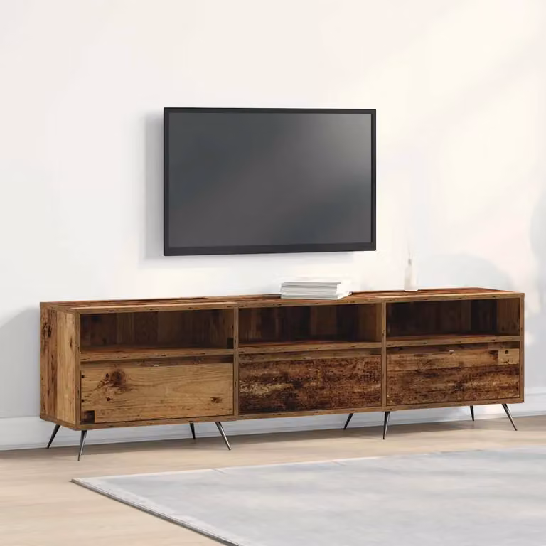Mobile TV vidaXL in legno e metallo, colore marrone, L 150 x P 30 x H 44,5 cm