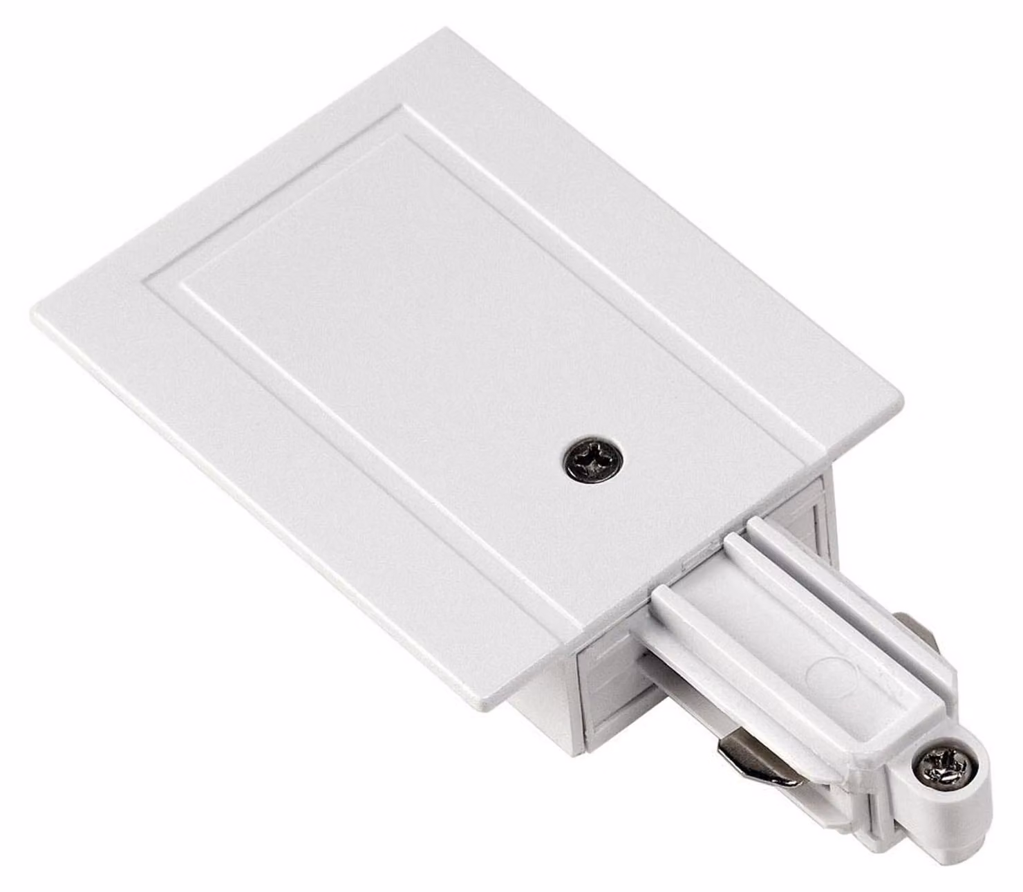 Alimentatore SLV per binario HV monofase, versione da incasso, conduttore di terra a destra, bianco