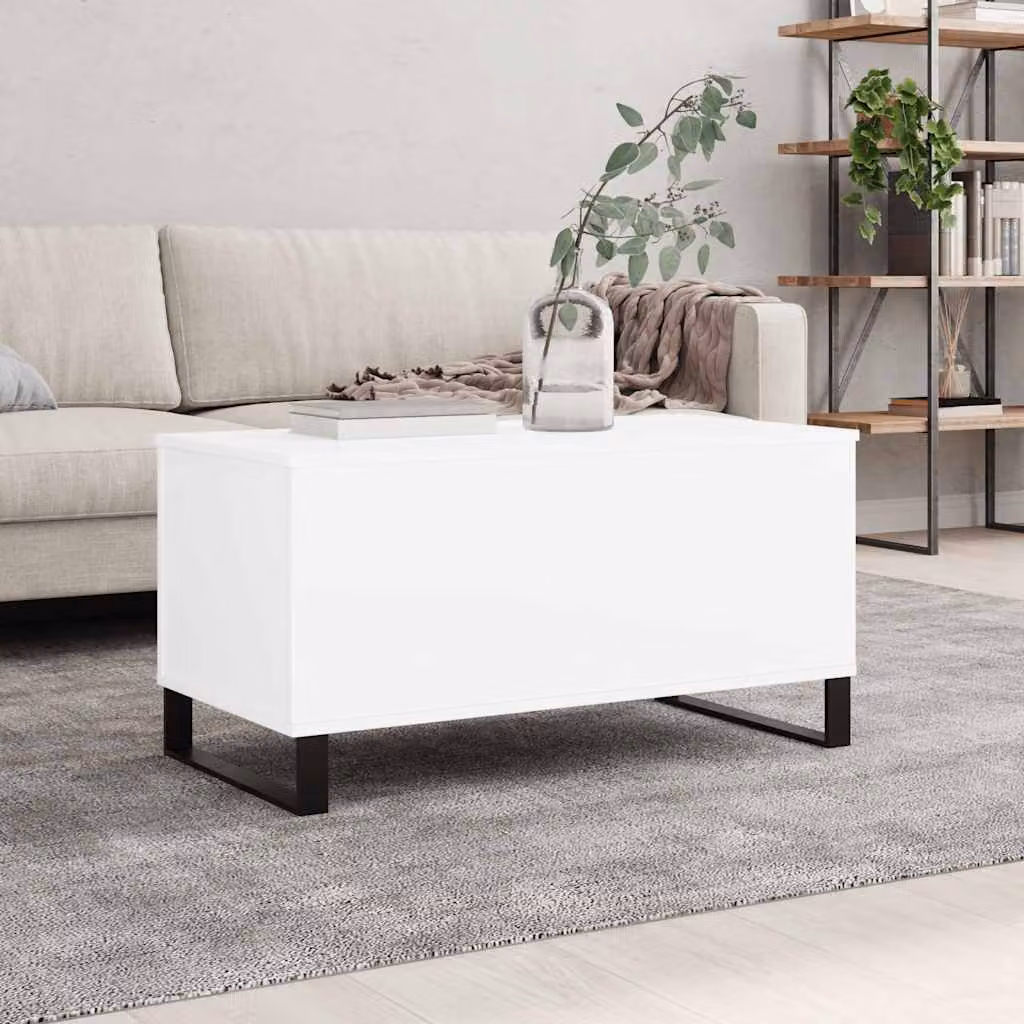 vidaXL Tavolino da Salotto Moderno Bianco con Meccanismo di Sollevamento L: 90 cm, P: 44,5 cm, H: 45 cm