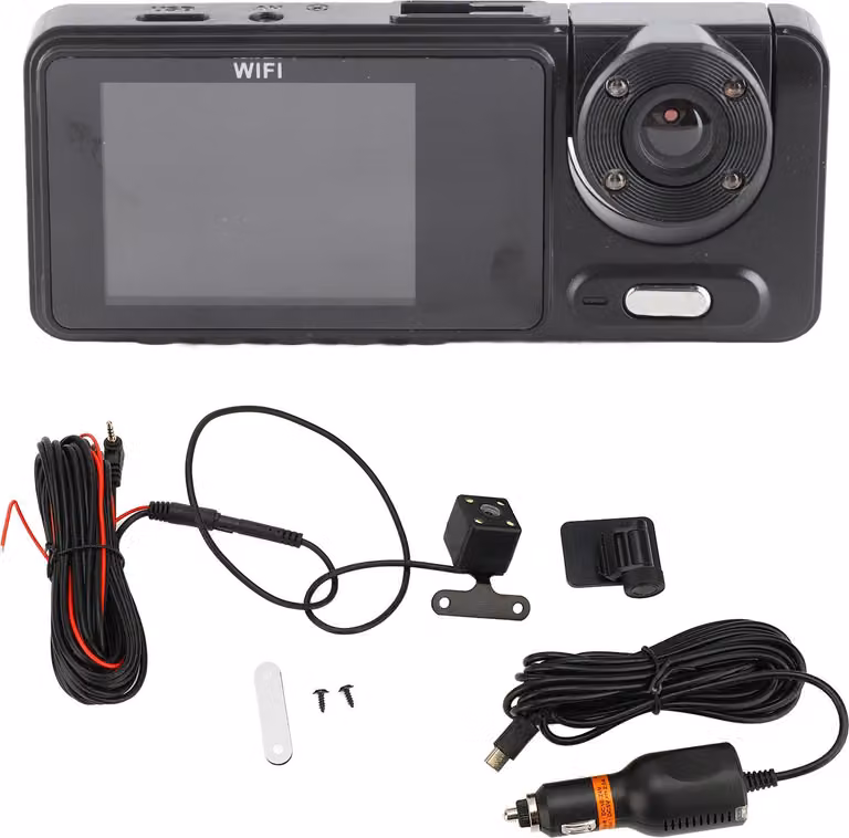 2 pollici anteriore posteriore in dash cam wireless 1080p HD 170 ° grandangolare tre canali auto dash cam con visione notturna