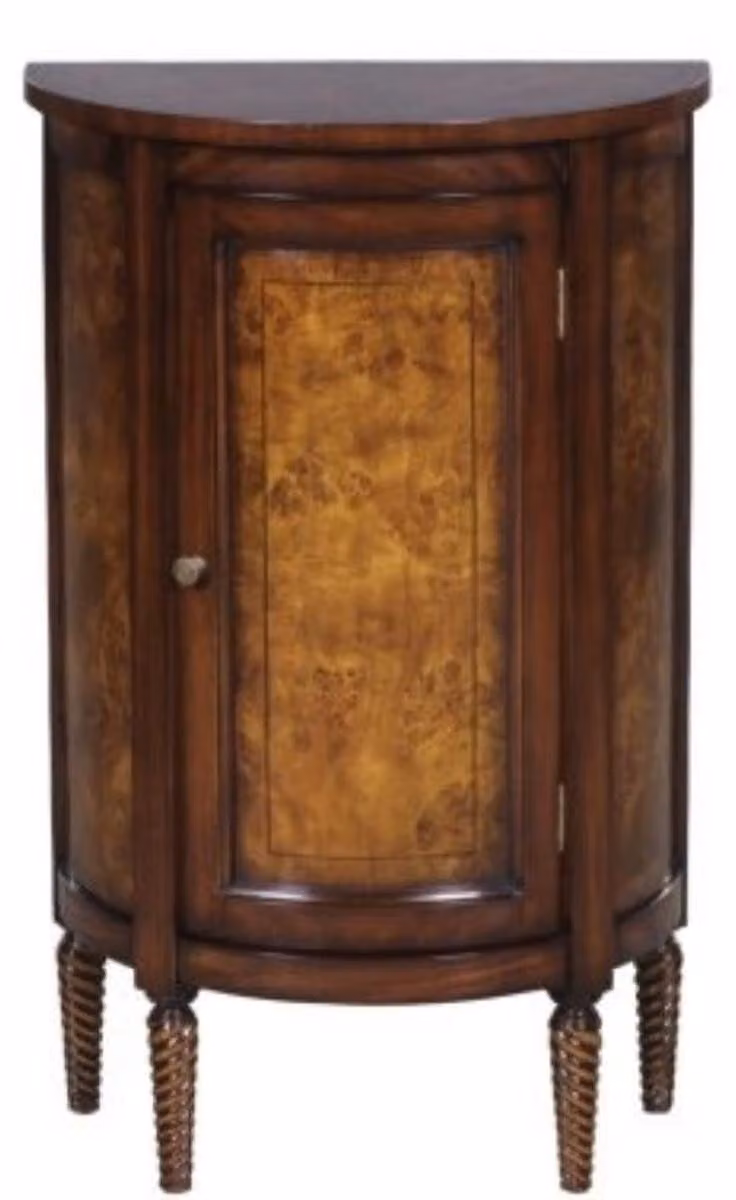 Casa Padrino cassettiera in stile liberty marrone chiaro/marrone 51 x 28 x h. 82 cm - Piccolo mobile semicircolare con anta
