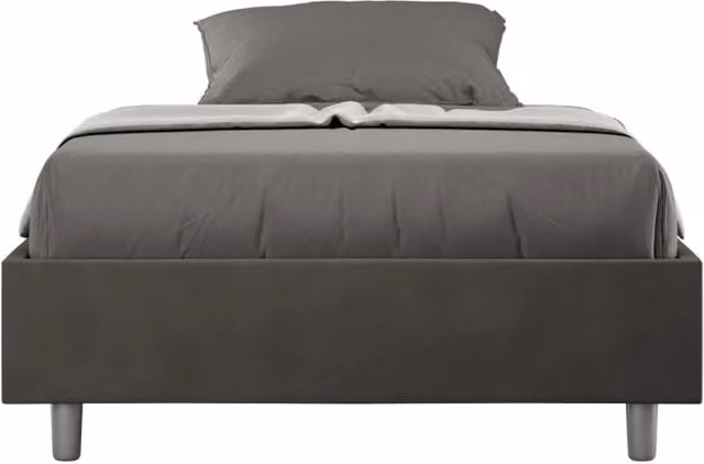 Letto queen size senza rete imbottito 150x210 microfibra grigio Azelia