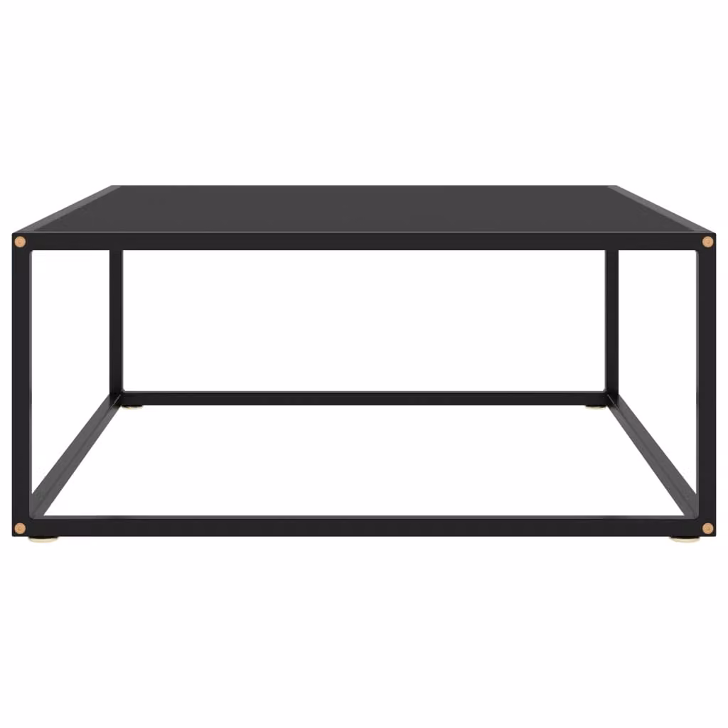 Tavolino da Salotto Nero con Vetro Nero 80x80x35 cm