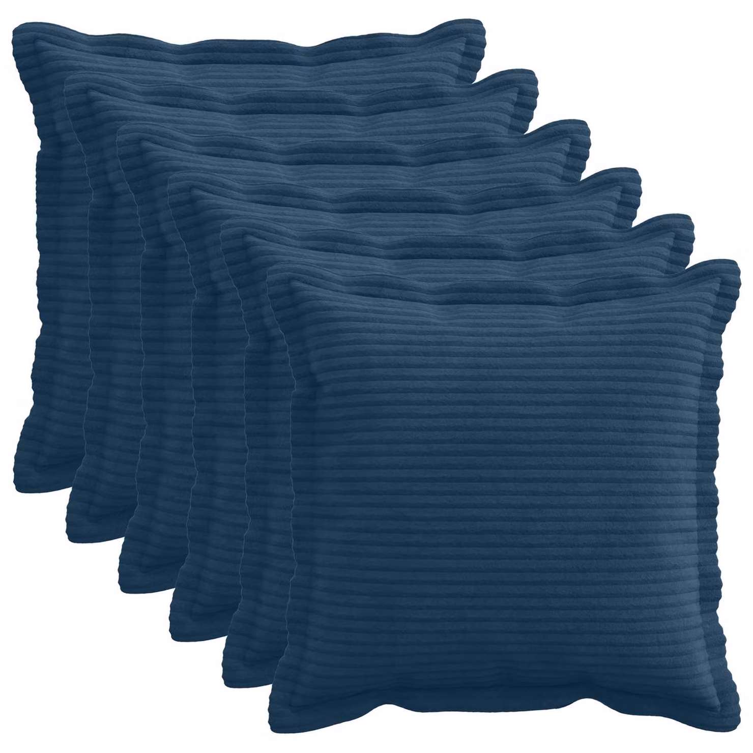 Set di 6 federe vidaXL HOUTEN in velluto a coste blu navy, L 50 x P 50 cm