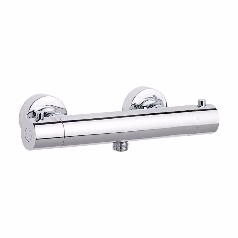 Termostatico per doccia DICU, cromo, miscelatore per doccia con termostatico antiscottatura, miscelatore con attacco per tubo flessibile 1/2"