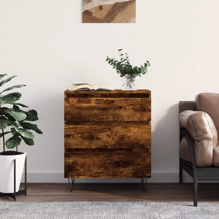 Credenza moderna vidaXL in legno multistrato color rovere fumo L: 60 cm, P: 35 cm, H: 70 cm