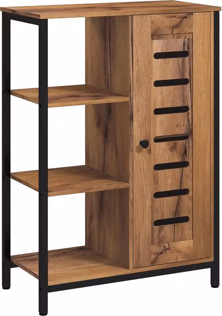 Kleankin Mobile da bagno design industriale con struttura in metallo e 3 ripiani, marrone rustico, L: 60 cm, P: 30 cm, H: 85 cm