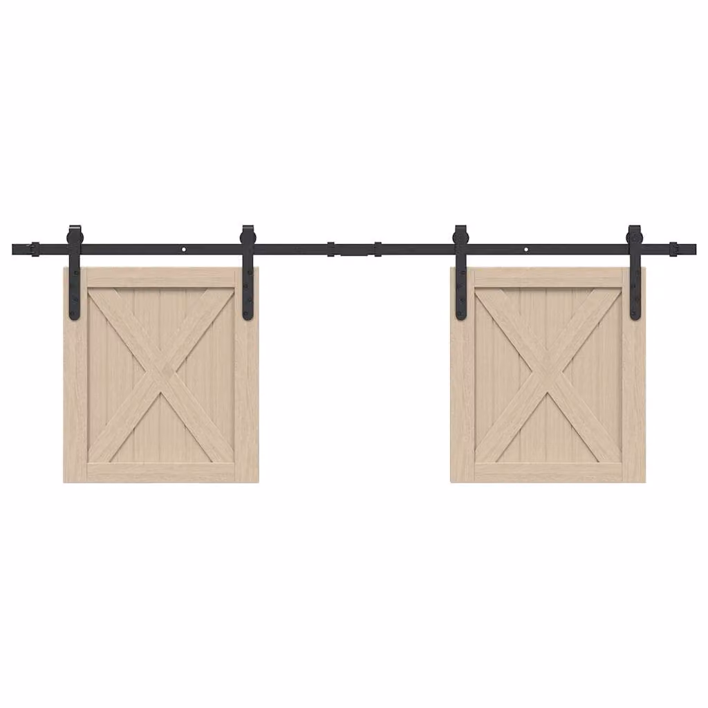 Kit Anta Scorrevole per Armadio vidaXL in Acciaio al Carbonio Nero Opaco 152 cm