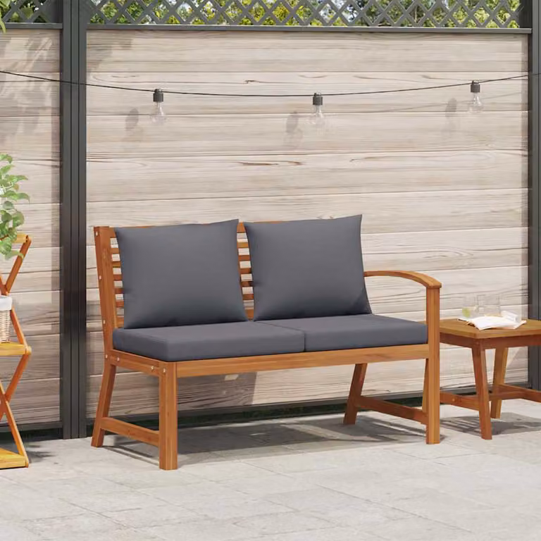 vidaXL Panca da Giardino 114,5cm con Cuscino Grigio Massello di Acacia
