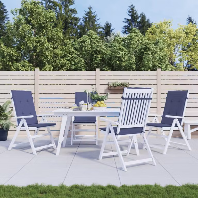 Set di 4 cuscini per sedia con schienale alto vidaXL in tessuto blu, idrorepellenti e resistenti ai raggi UV