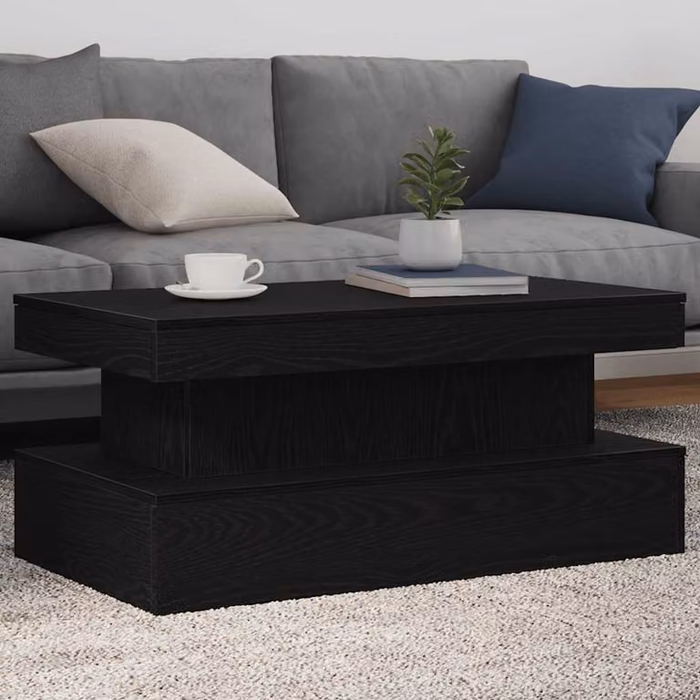 vidaXL Tavolino da Soggiorno Moderno in Legno e MDF, Colore Rovere e Nero, L 90 cm x P 50 cm x H 40 cm