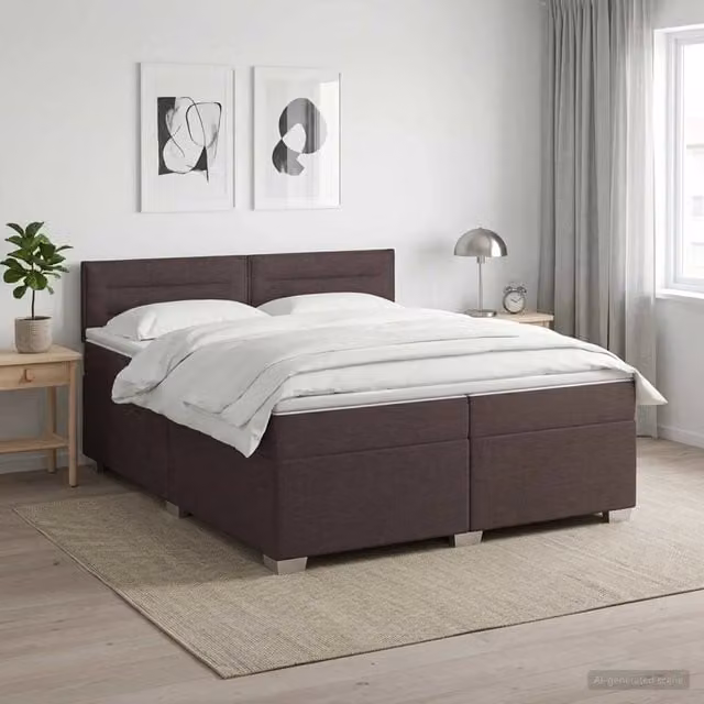 Letto box spring con materasso ibrido vidaXL Marrone e Bianco L/P: 200 x 200 cm – 1