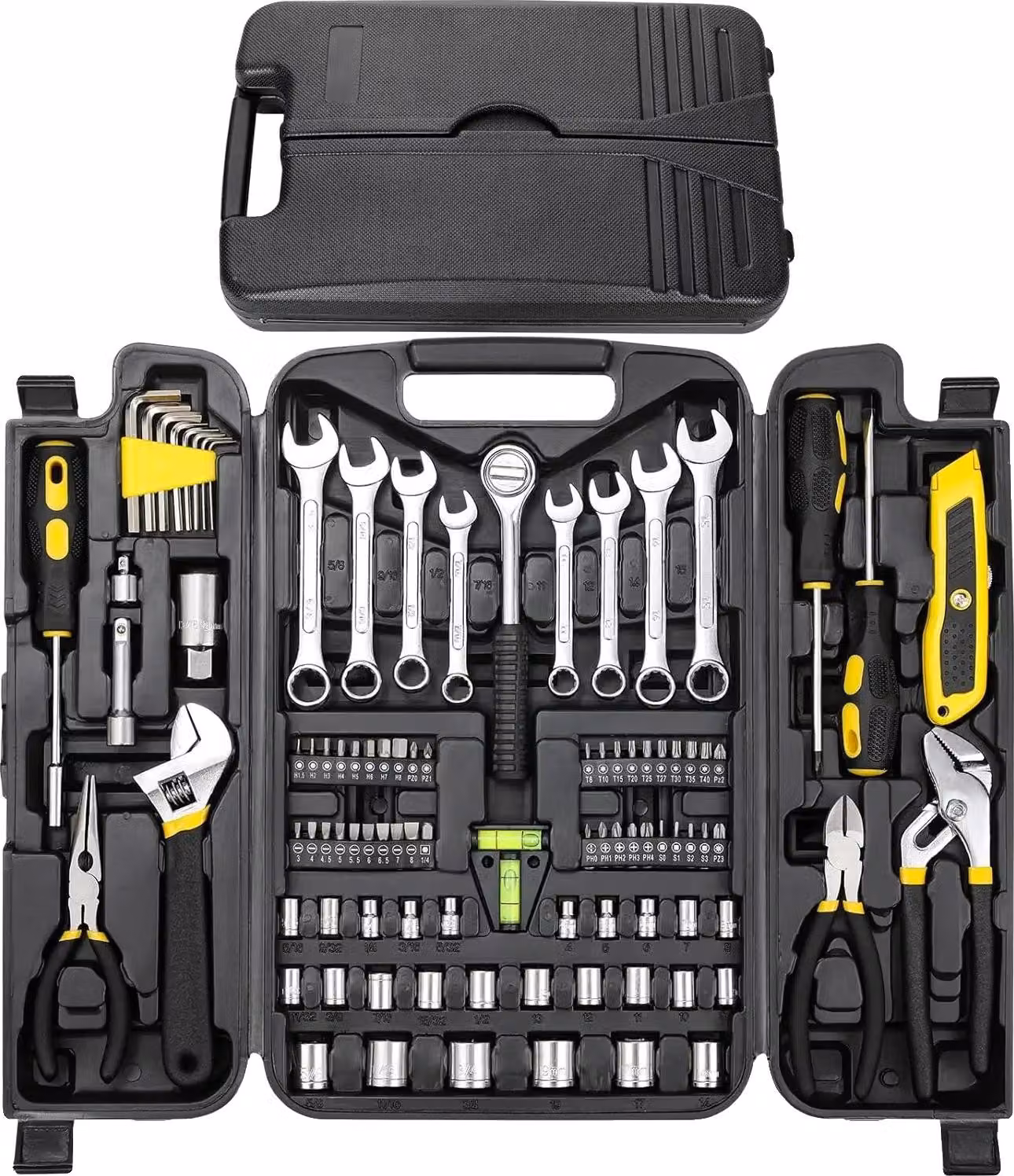 Set di attrezzi, 95 pezzi, cassetta degli attrezzi portatile, giallo