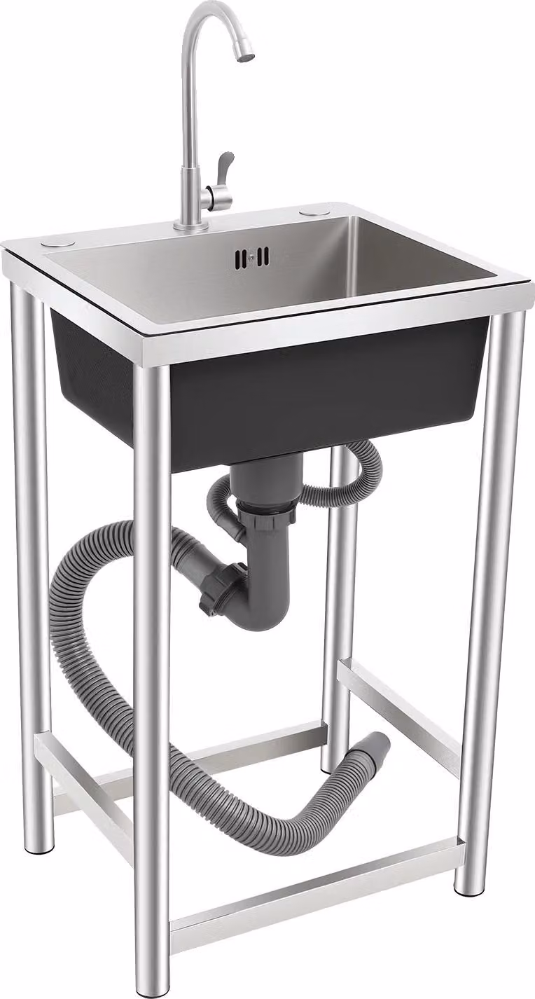 Lavello da cucina, acciaio inox, facile da installare, argento