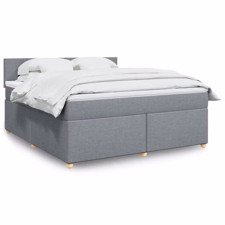 vidaXL Giroletto a molle con materasso ibrido in tessuto grigio e bianco, L/P/H: 180 x 200 cm