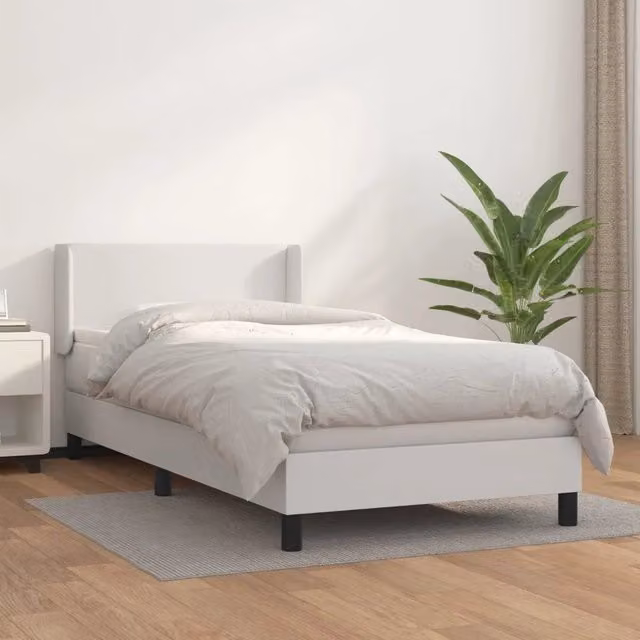 Letto a molle con materasso bianco vidaXL in similpelle L/P/H: 203 x 93 x 88 cm