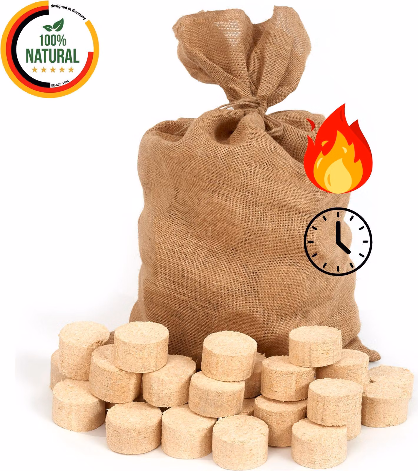Floranica Bricchetti legno pressato 100 % 12,5 kg Pellet per stufa Bricchetti Ideali per Caminetto Stufa Legnetti accendifuoco Legna