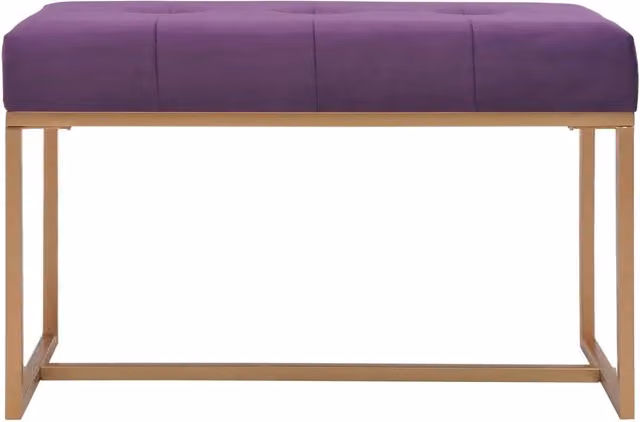 Panca moderna in velluto viola con struttura in metallo oro DESIGN IN L/P/H: 80 x 36 x 45 cm – 1