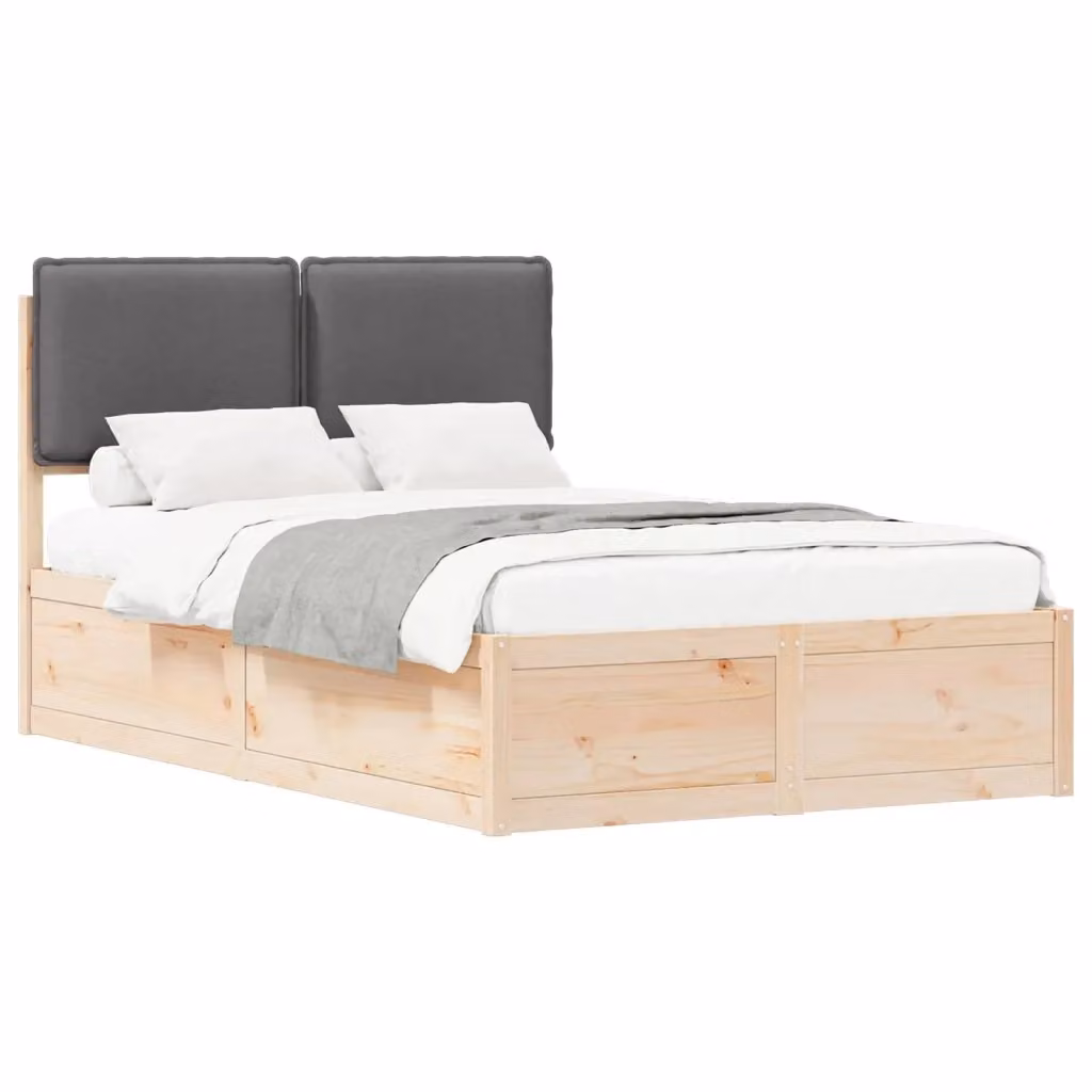 Letto con testiera rivestita vidaXL in legno di pino e tessuto grigio L/P: 120 x 200 cm – 2