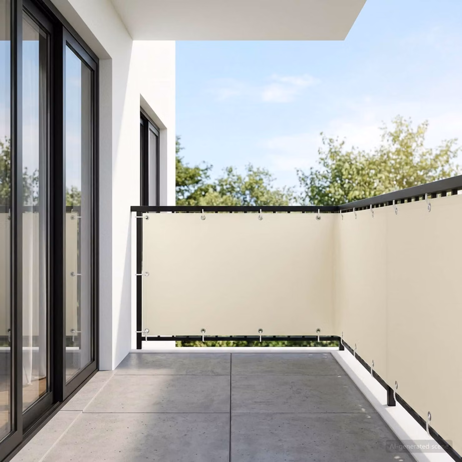 Schermo di privacy per balcone vidaXL in poliestere beige, L: 25 m, H: 1,5 m