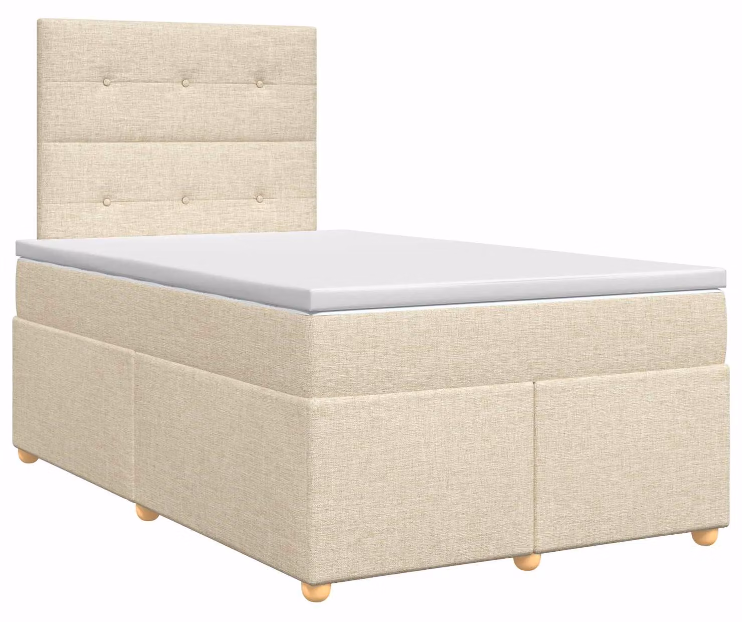 Letto a molle con materasso crema 120 x 190 cm in tessuto