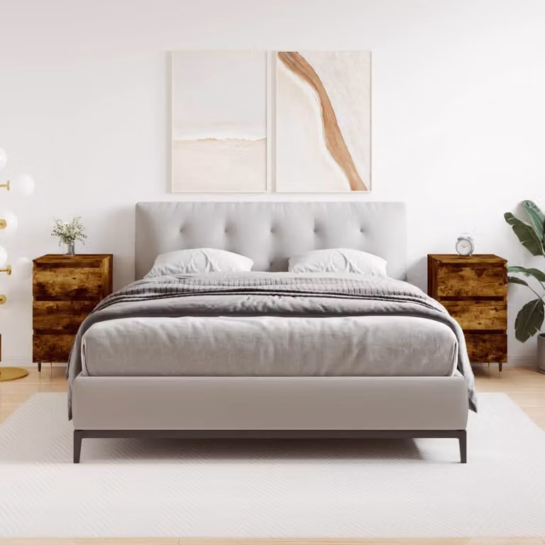 Set di 2 comodini moderni vidaXL in legno Rovere Fumo, L/P/H: 40 x 35 x 69 cm