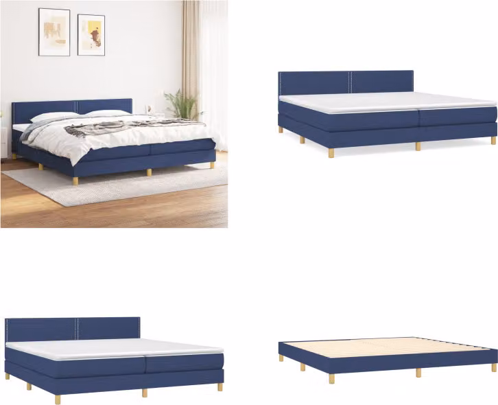 vidaXL Letto a molle con materasso in tessuto blu 200x200 cm - Letto a molle - Boxspringbetten - Bett - Schlafzimmermöbel