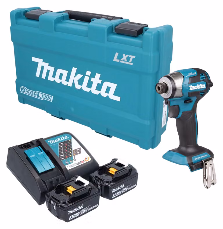 Avvitatore a impatto a batteria Makita DTD 173 RFK 18 V 180 Nm 1/4" brushless + 2 batterie da 3,0 Ah + caricabatterie + valigetta