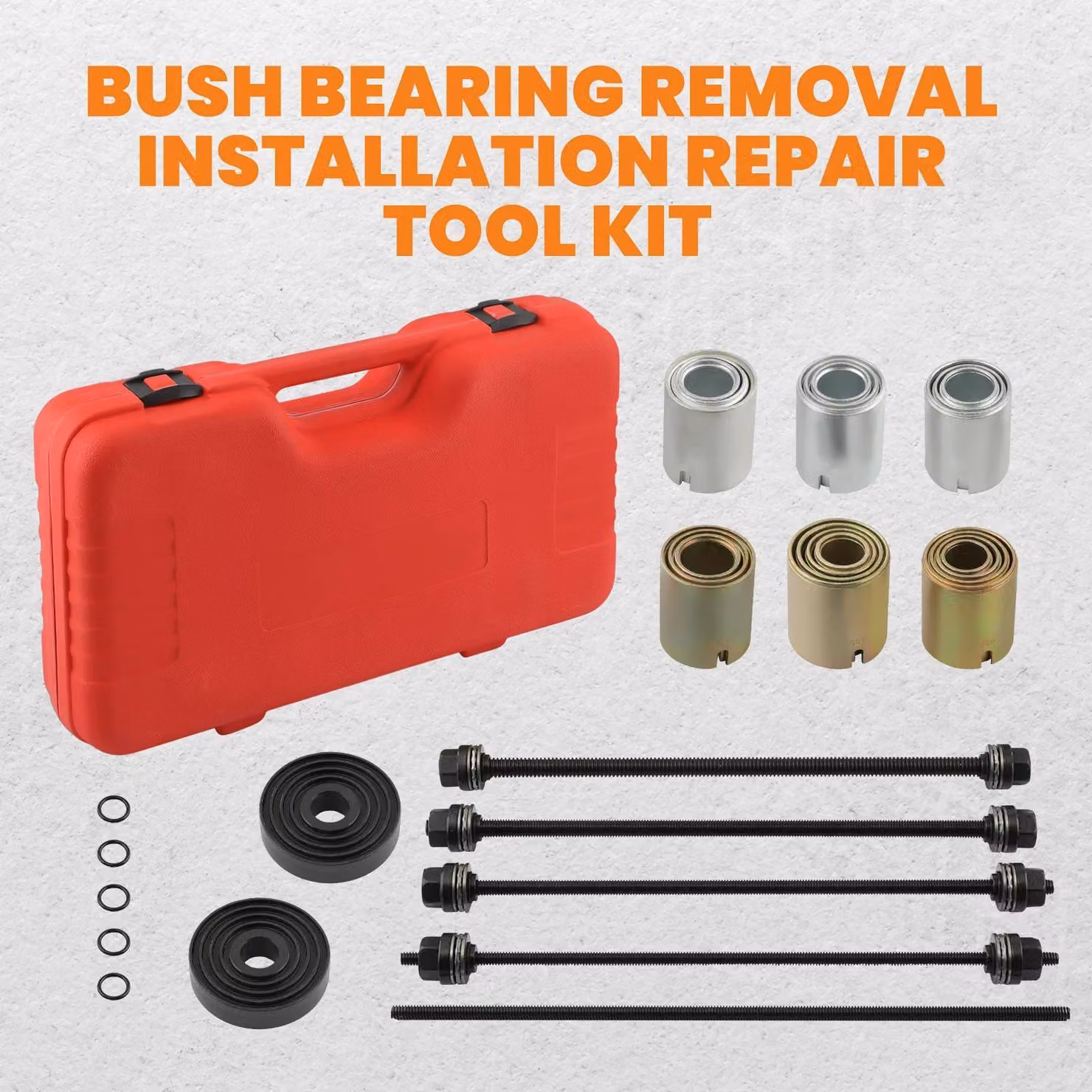Kit universale di utensili - Set da 26 pezzi per presse e estrattori - Adatto per cuscinetti, boccole e guarnizioni - Per smontaggio e montaggio - M10, M12, M14, M16