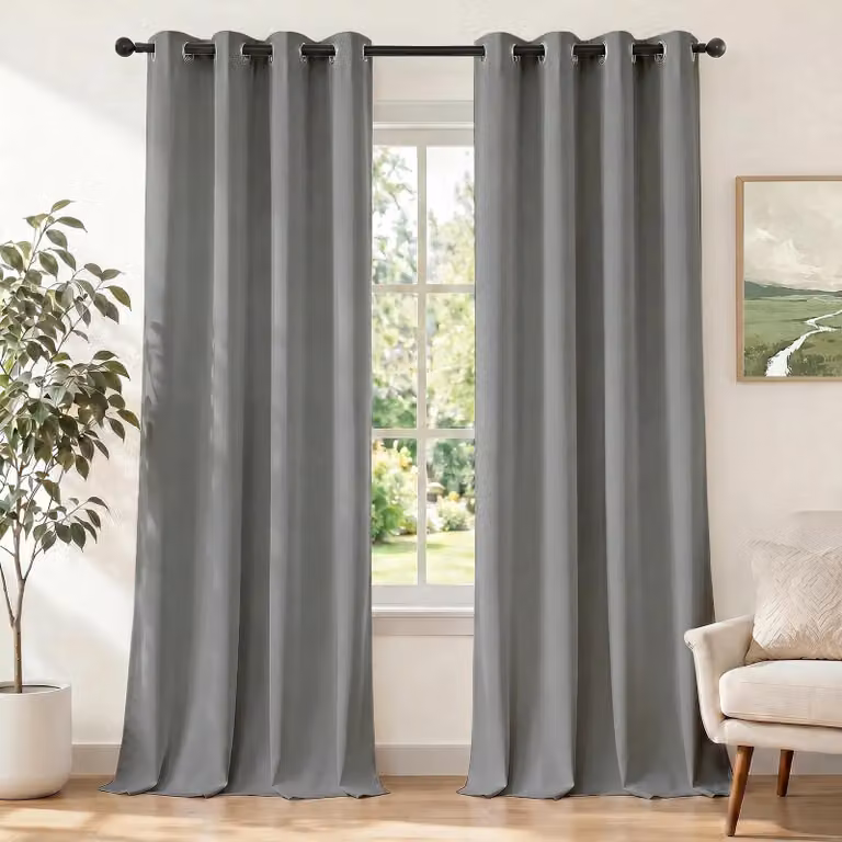 Set di 2 tende termiche nere con passanti, dimensioni 140x300 cm
