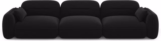 Divano modulare Sydney Cosmopolitan Design a 4 posti in velluto nero L: 320 cm, P: 109 cm, H: 70 cm