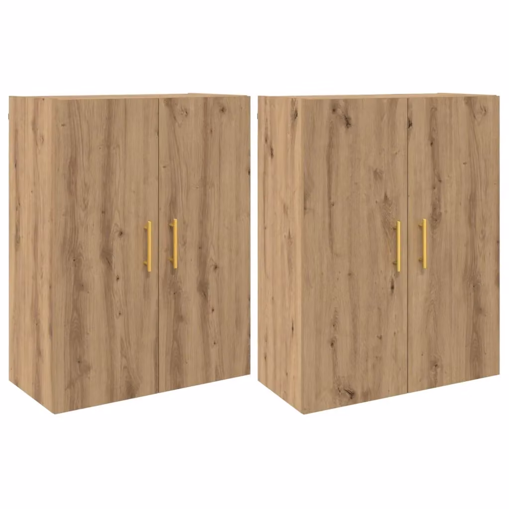 Set di 2 mobiletti a muro moderni vidaXL in legno color rovere marrone con ante a battente e ripiani interni L/P/H: 69,5 x 34 x 90 cm – 2