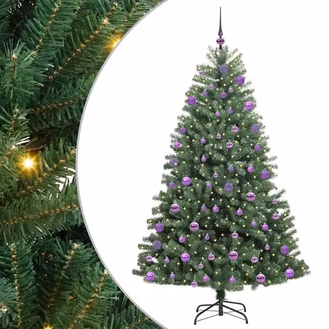 Albero di Natale Artificiale-Albero Natalizio con Rami Pieghevoli Verde 210 cm 957775