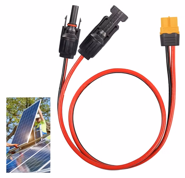 Cavo di ricarica con connettore solare e adattatore XT60, lunghezza 60 cm, calibro 12 AWG