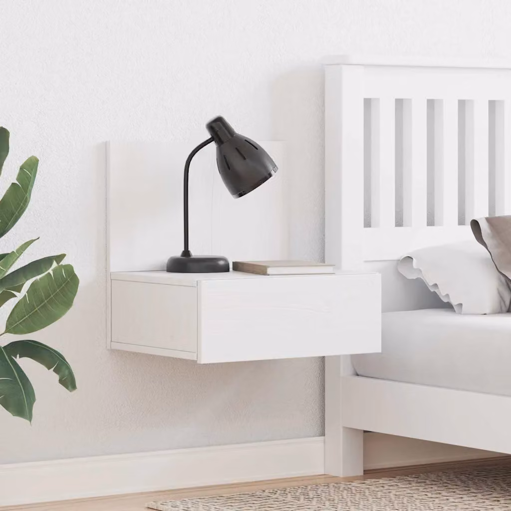 Comodino vidaXL in legno di pino massello bianco L 42 cm, P 32,5 cm, H 40 cm