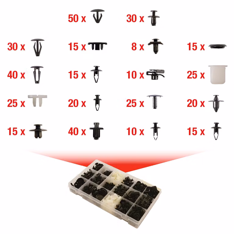 KS TOOLS Set di clip di fissaggio per Nissan 408 pezzi - 420.0550
