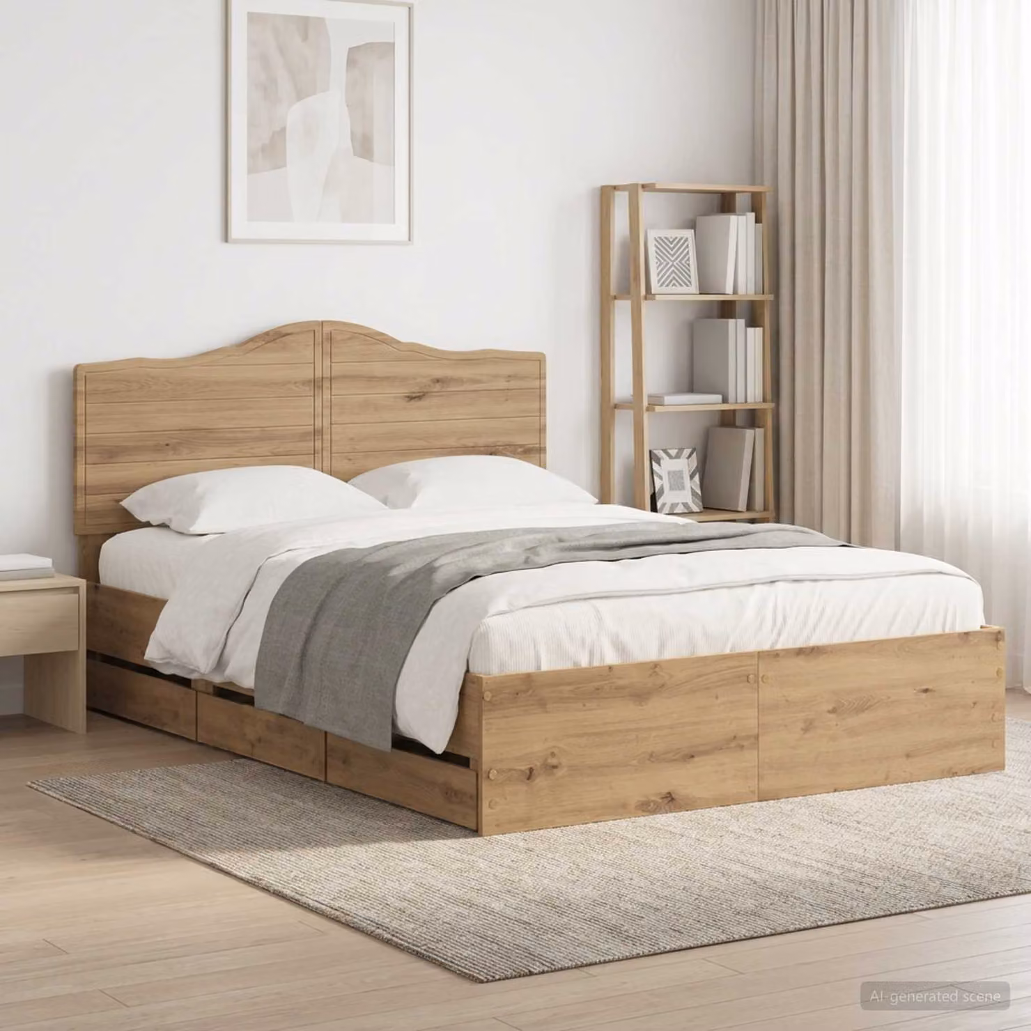 Letto con contenitore e testiera vidaXL in legno rovere, L/P/H: 160 x 200 cm