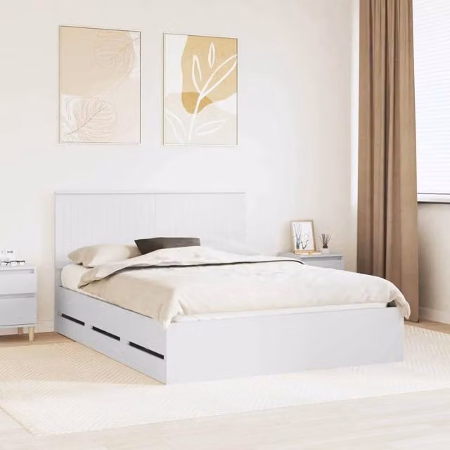 Struttura del letto-Giroletto-Rete del Letto Bianco 150 x 200 cm Legno Ingegnerizzato 396096